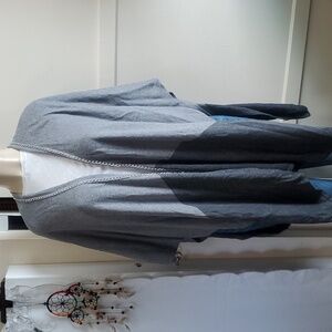 Chico's Poncho Cape Cardigan Women Cotton Blend Gray Size OS